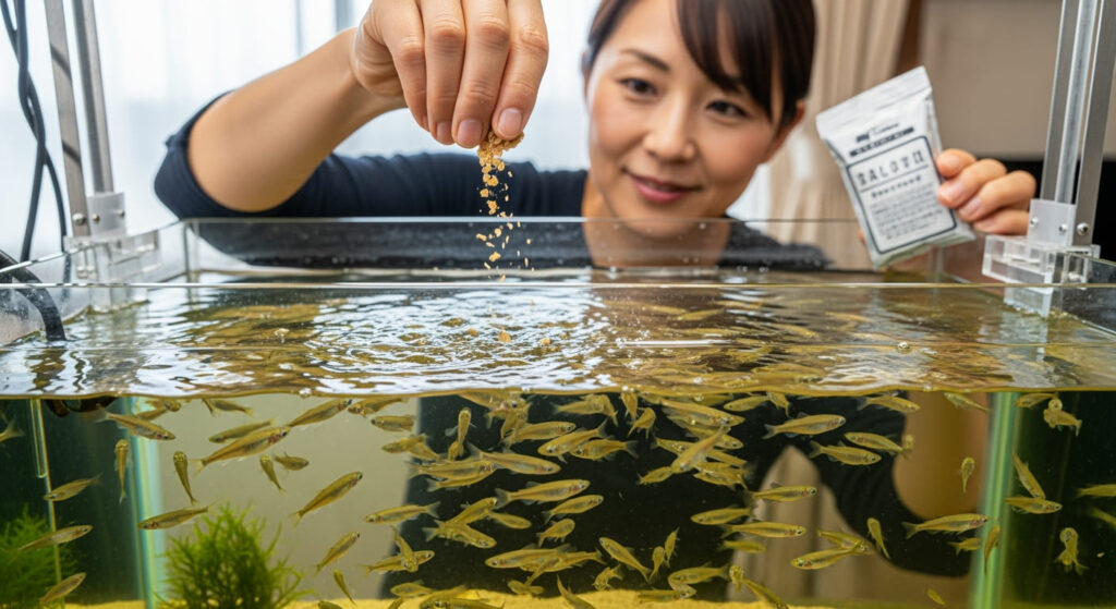 メダカの空腹サインと餌やりの注意点