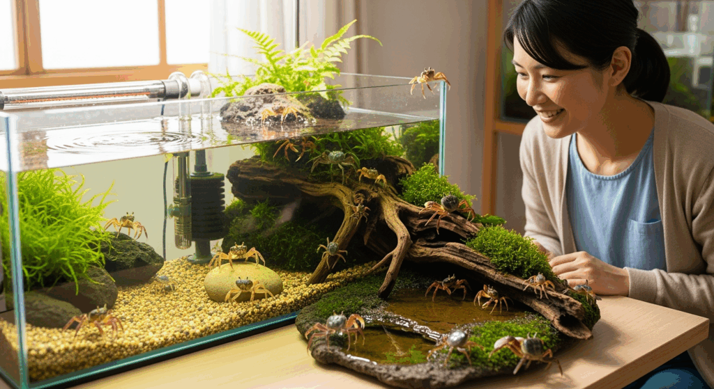 こだわるサワガニ水槽レイアウトの要素