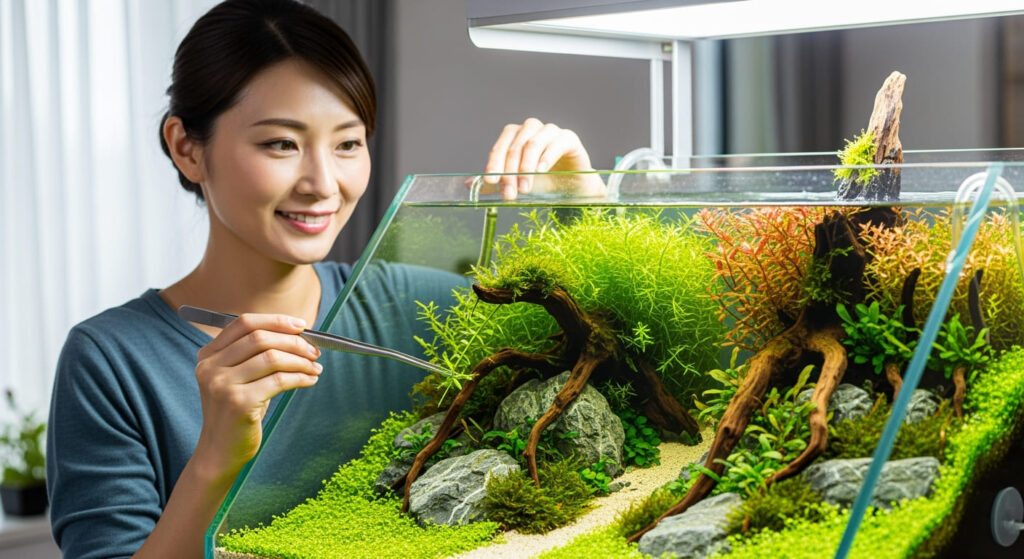 おしゃれな45cm水槽シンプルレイアウトの作り方