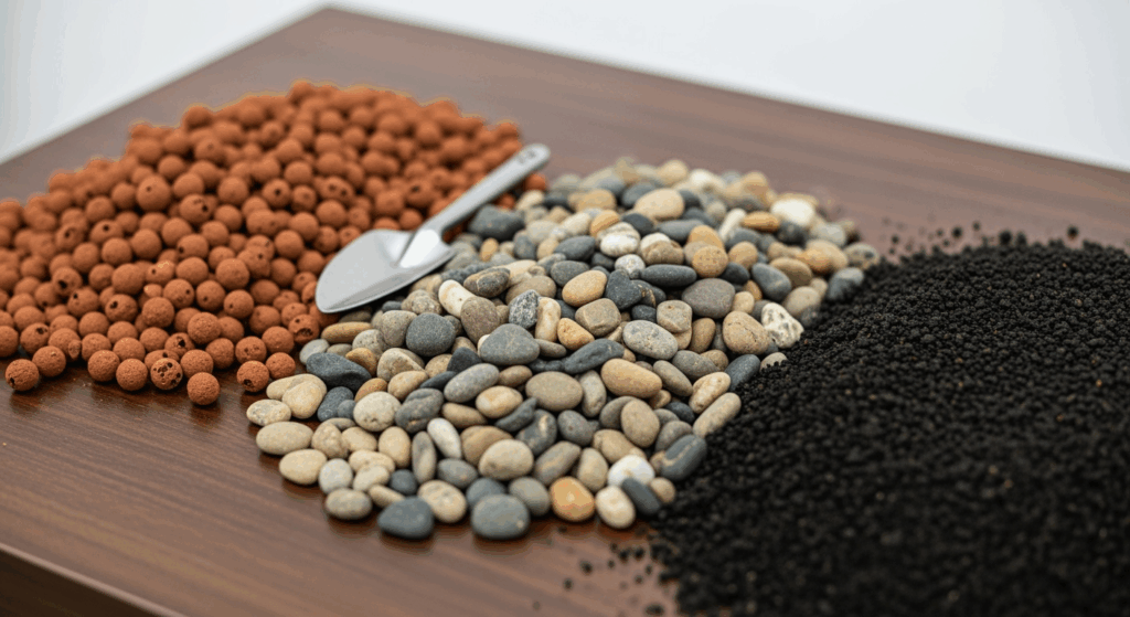 アナカリスの植え方 砂利と他底床材の比較